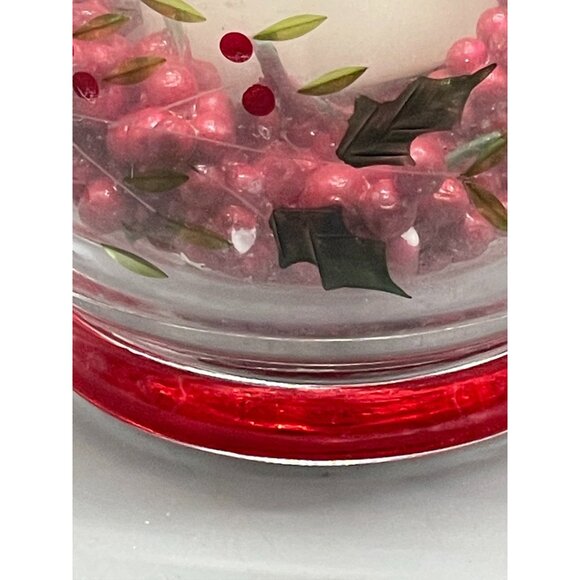 Handmade Christmas candle decoration glass holder painted with holly red READ - Picture 4 of 7